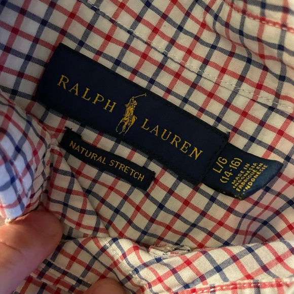 Ralph Lauren Polo Red white blue oxford size L Boys 14-16 - Picture 5 of 6